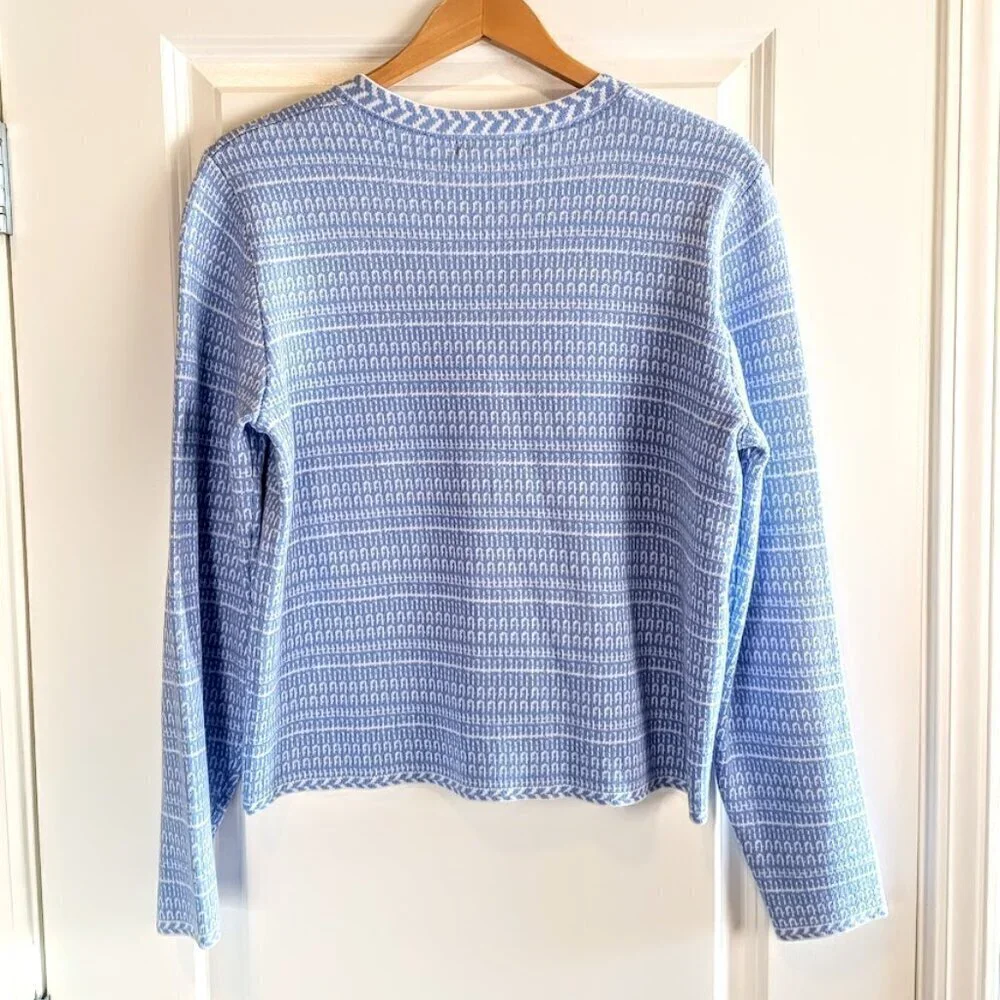 Select + Trend Blue White Knit Cardigan Sweater